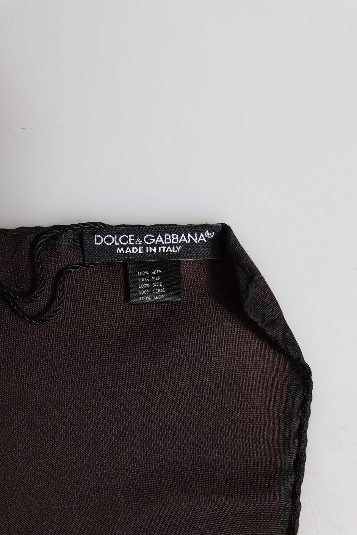 Brown DG Crown Silk Square Men Foulard Scarf