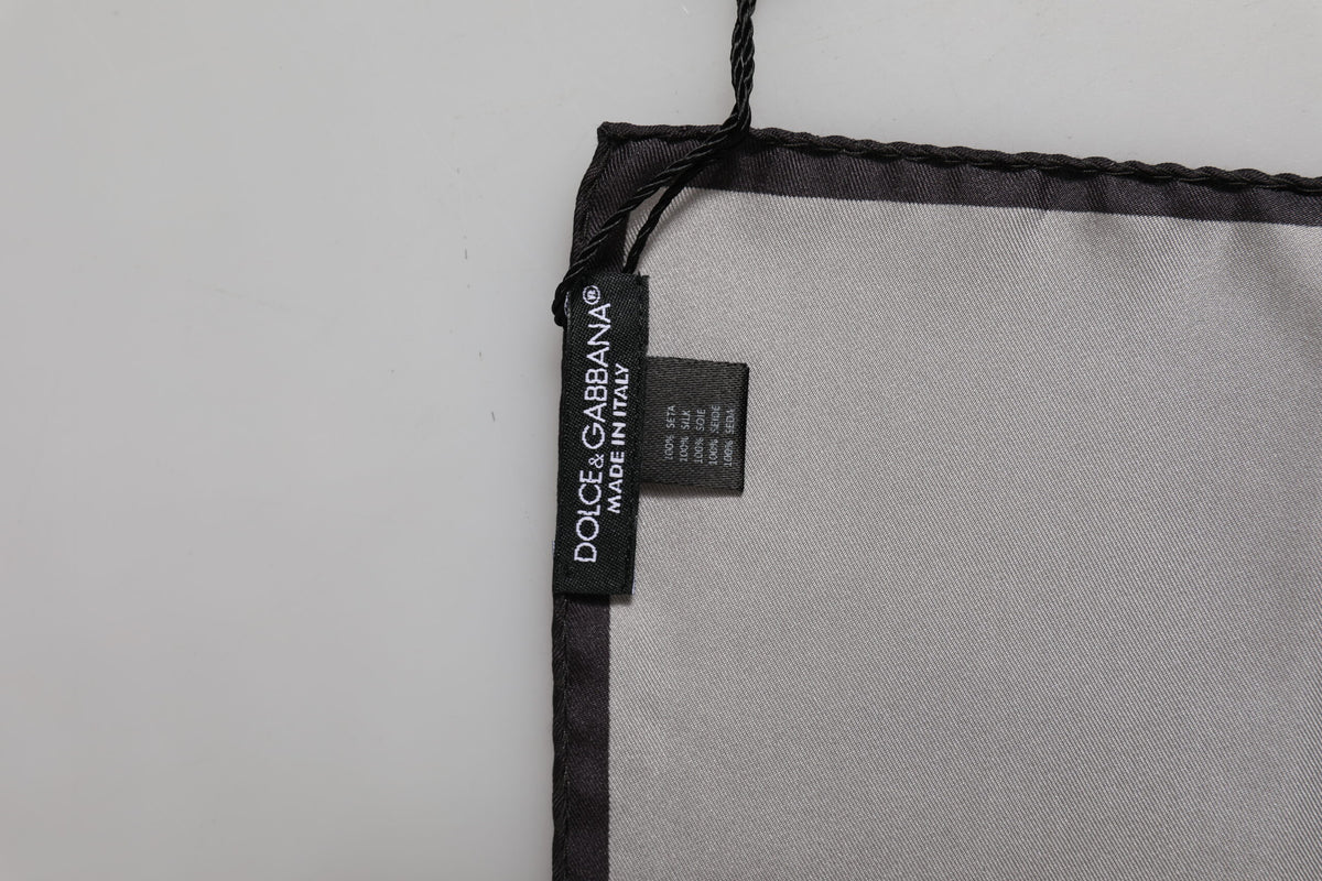 Gray DG Crown Silk Square Men Foulard Scarf