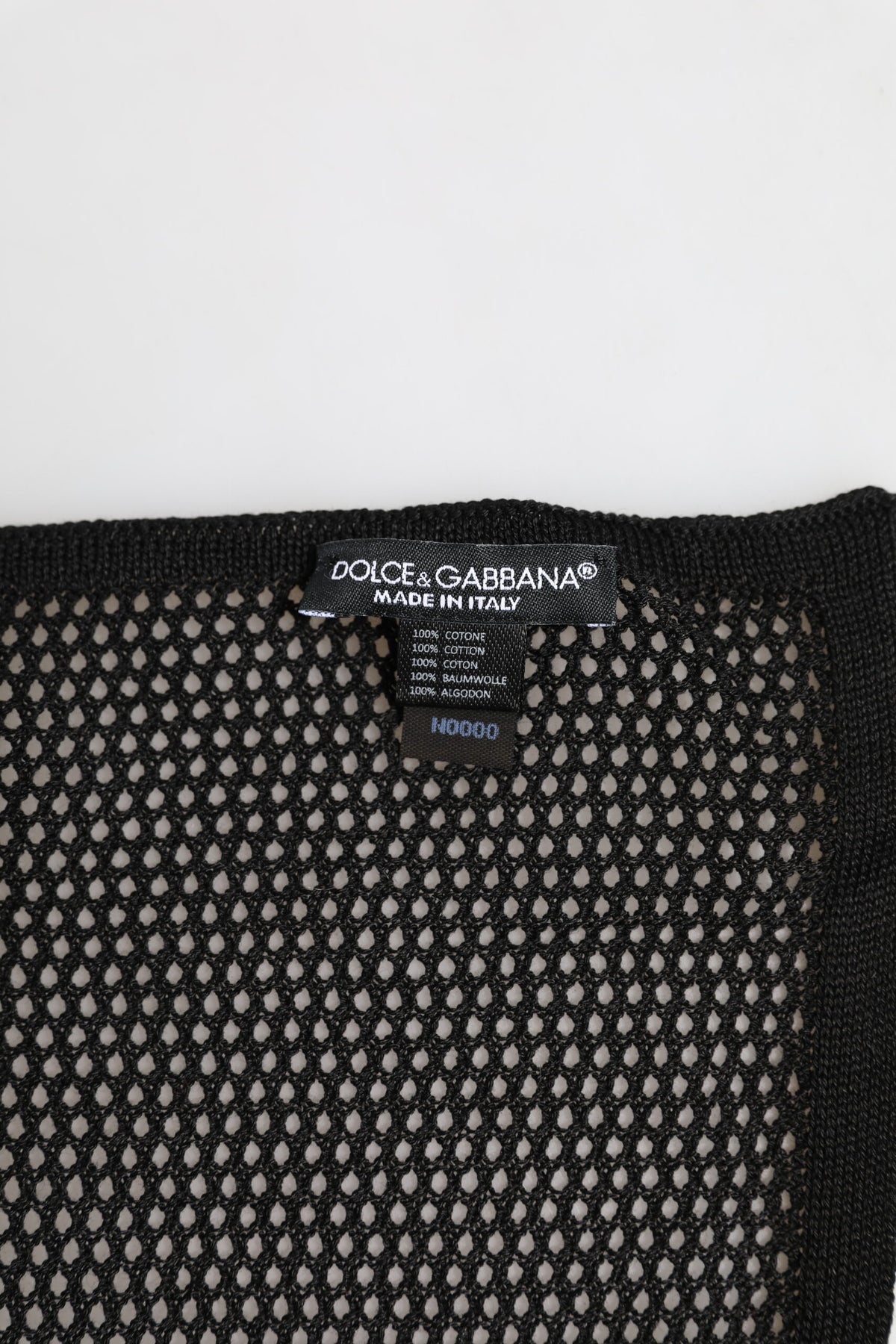 Black Patterned Cotton Square Foulard Scarf