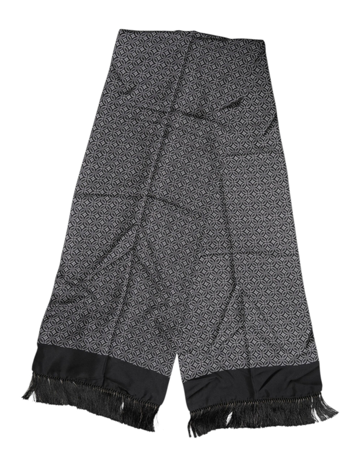 Black Patterned Fringes Men Foulard Scarf