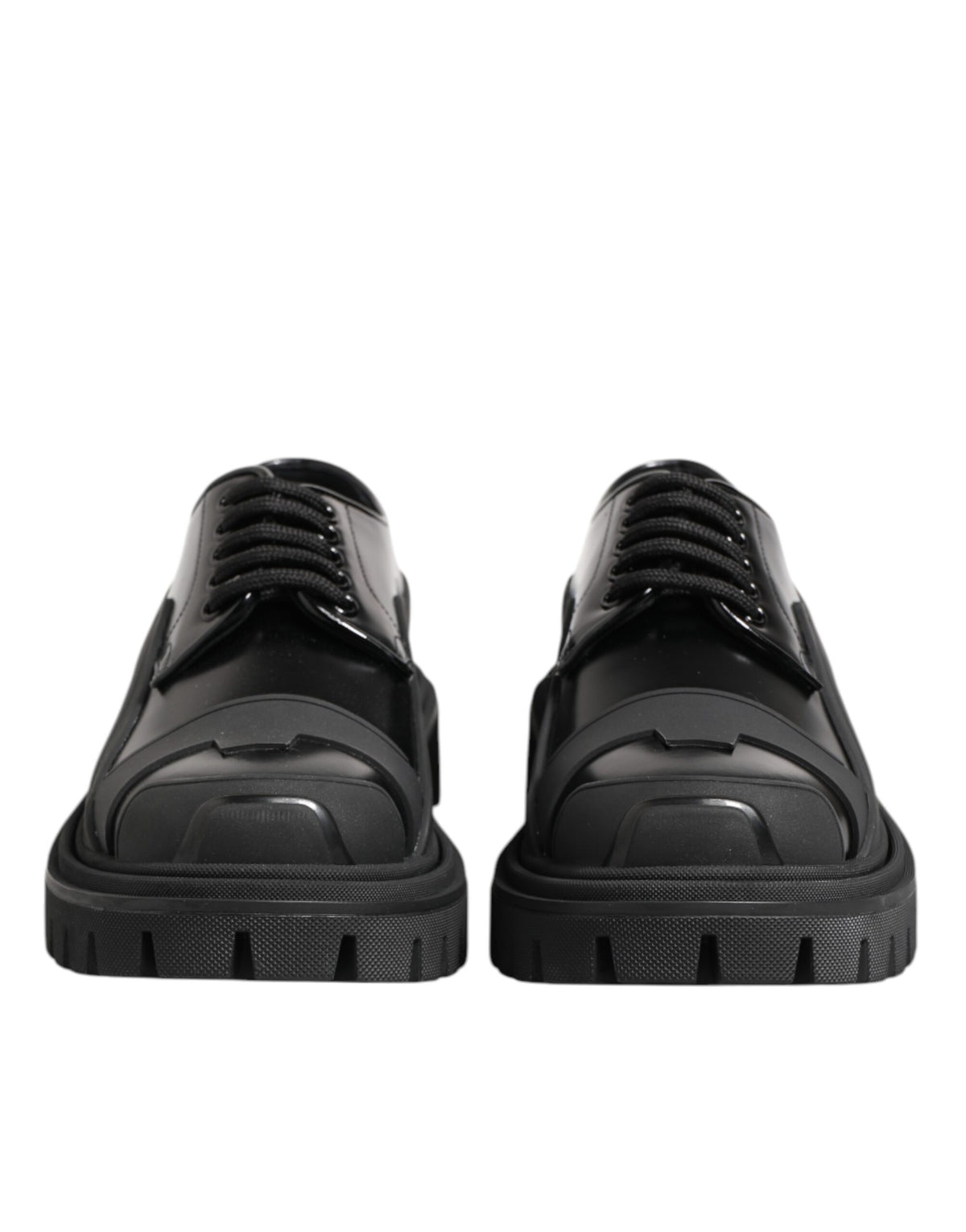 Black Patent Leather Trekking Derby Shoes