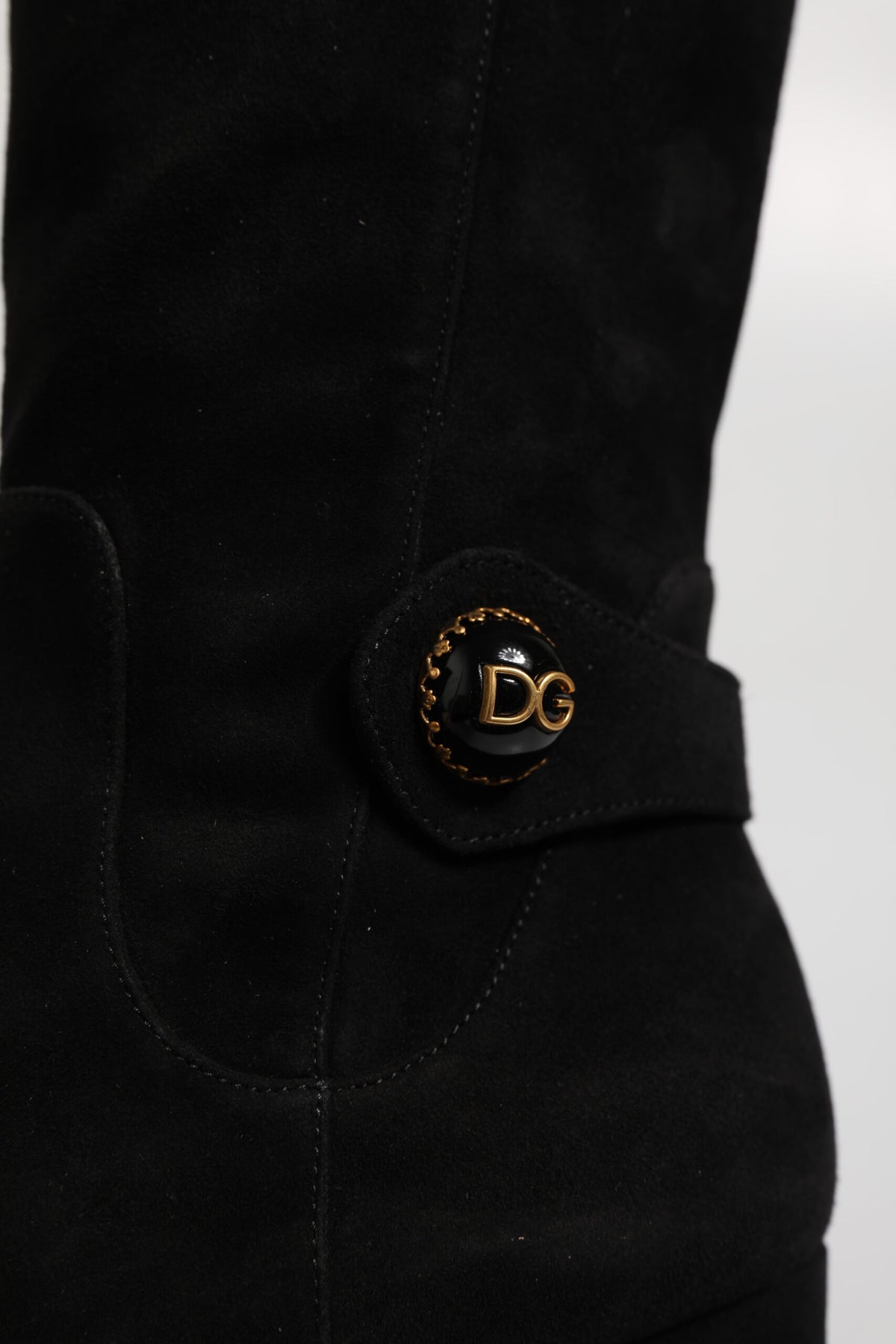 Black Suede Leather Knee High Boots Shoes