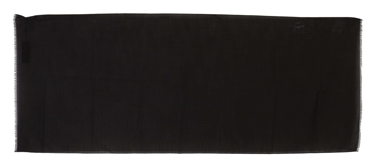 Dark Gray Virgin Wool Striped Pattern Wrap Scarf