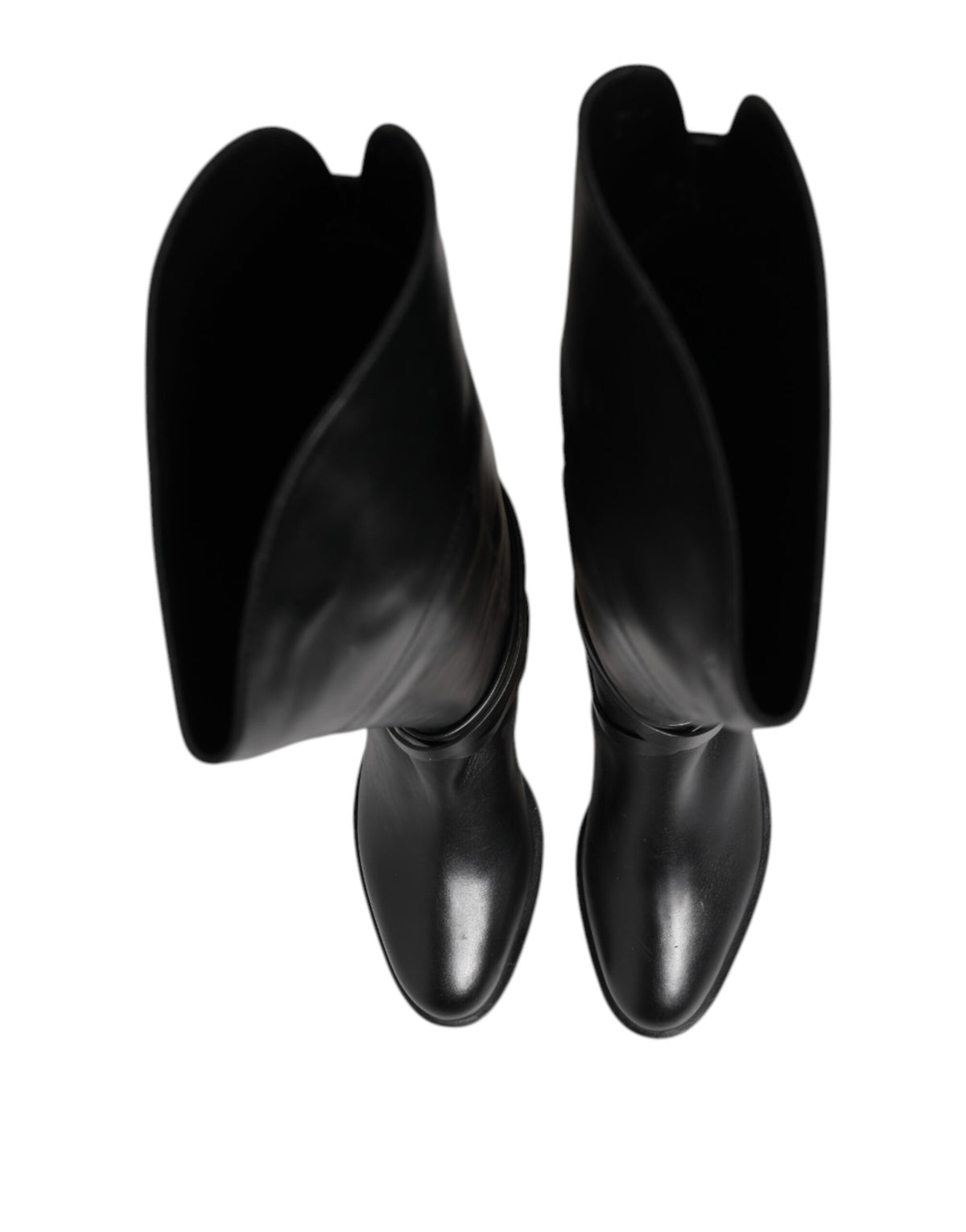 Black Leather Buckled High Boots Shoes
