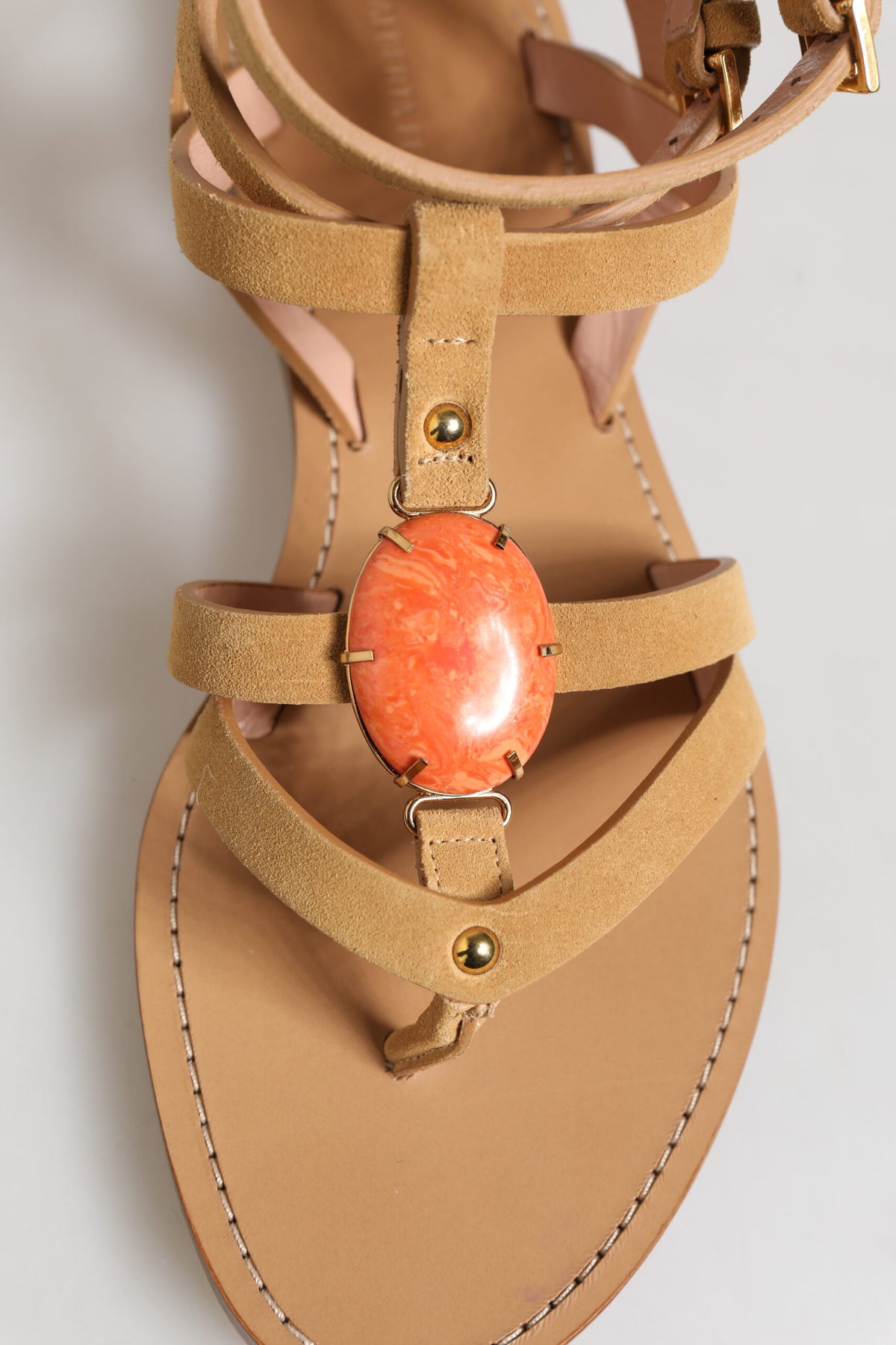 Brown Flip Flops Zipper Ankle Strap Shoes