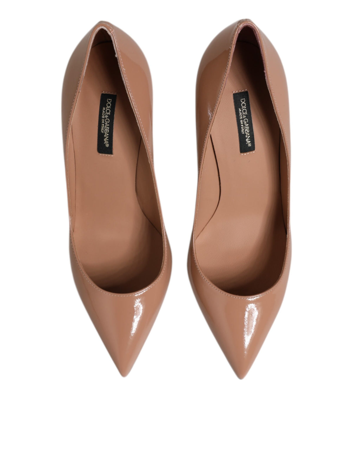 Beige Patent Leather Stiletto Heel Pump Shoes