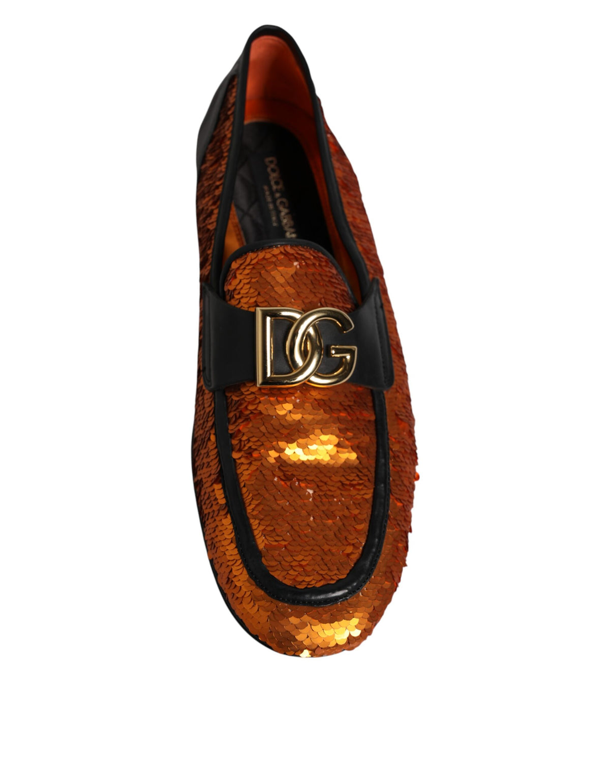 Orange Sequin Embellished Men Loafers Shoes