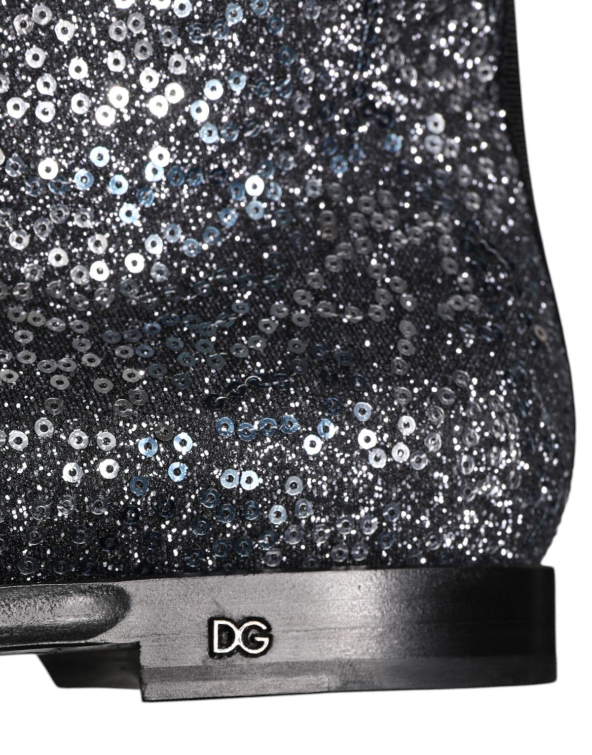 Dark Gray Cotton Sequined Chelsea Boots Shoes