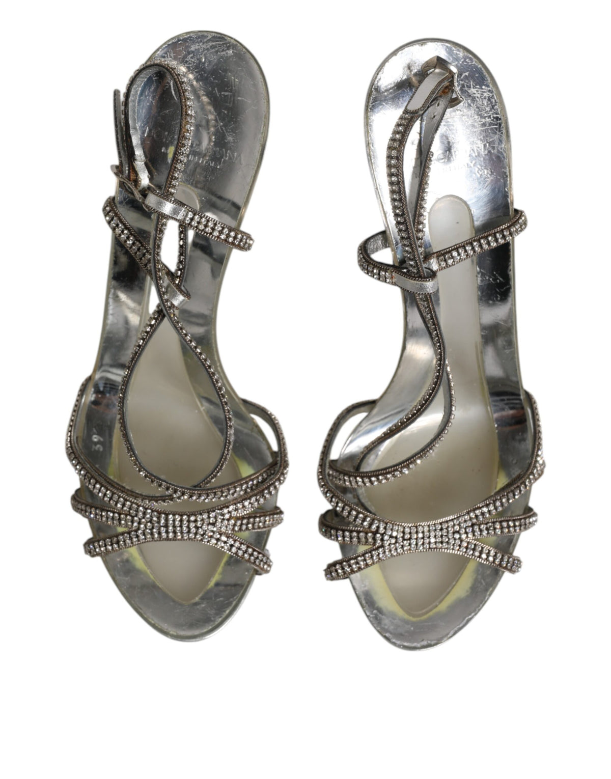 Silver Strass Ankle Strap Heels Sandals Shoes