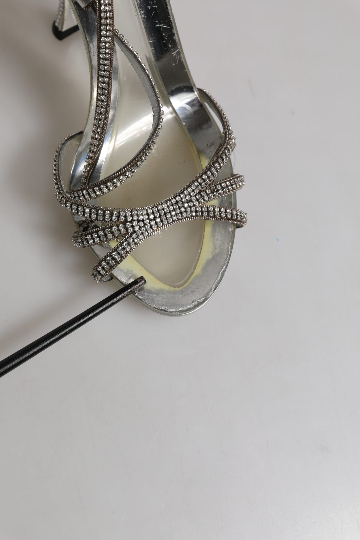 Silver Strass Ankle Strap Heels Sandals Shoes