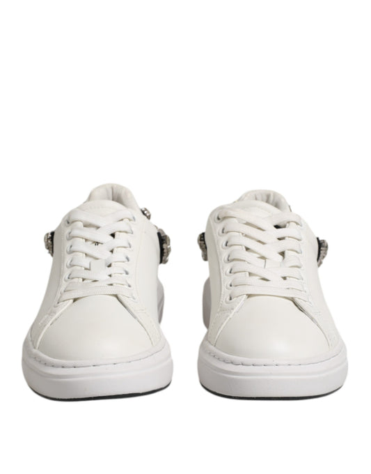 White Rhinestone Embellished Sneakers Shoes