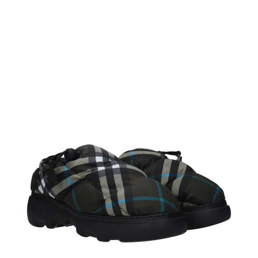 Green Fabric Slip-On Loafers