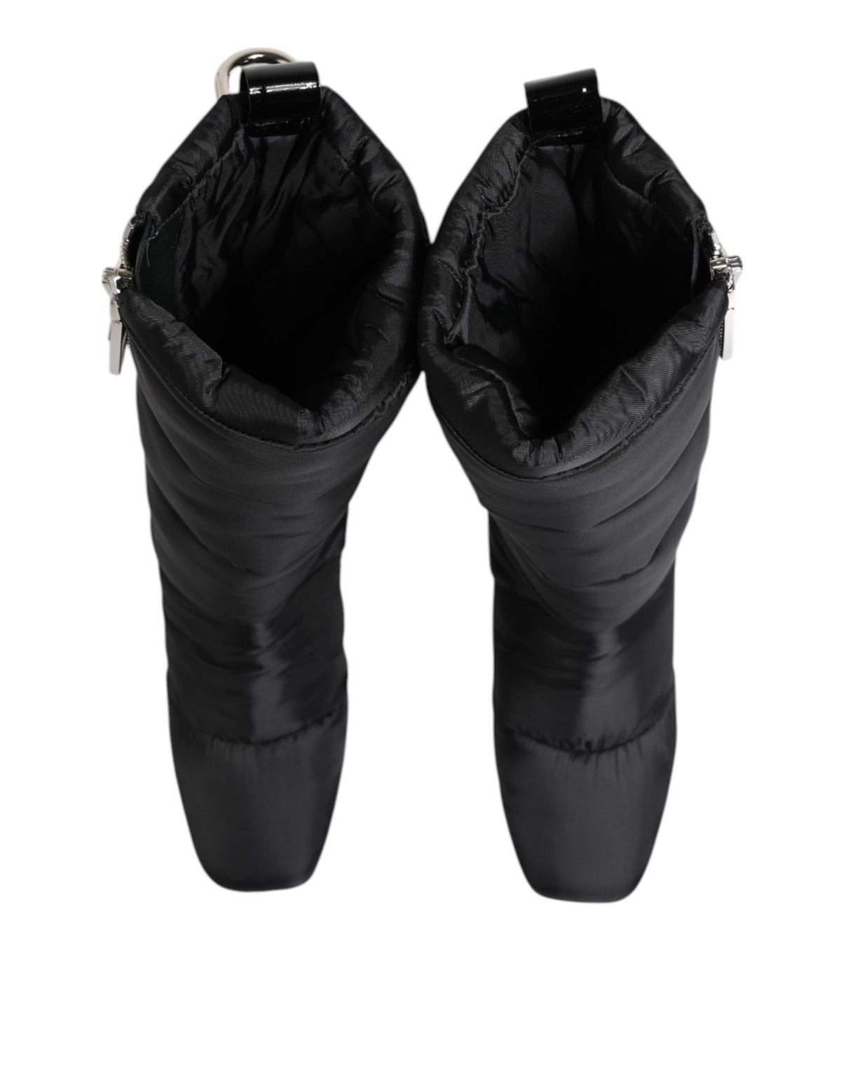 Black Padded Mid Calf Logo Heel Boots Shoes
