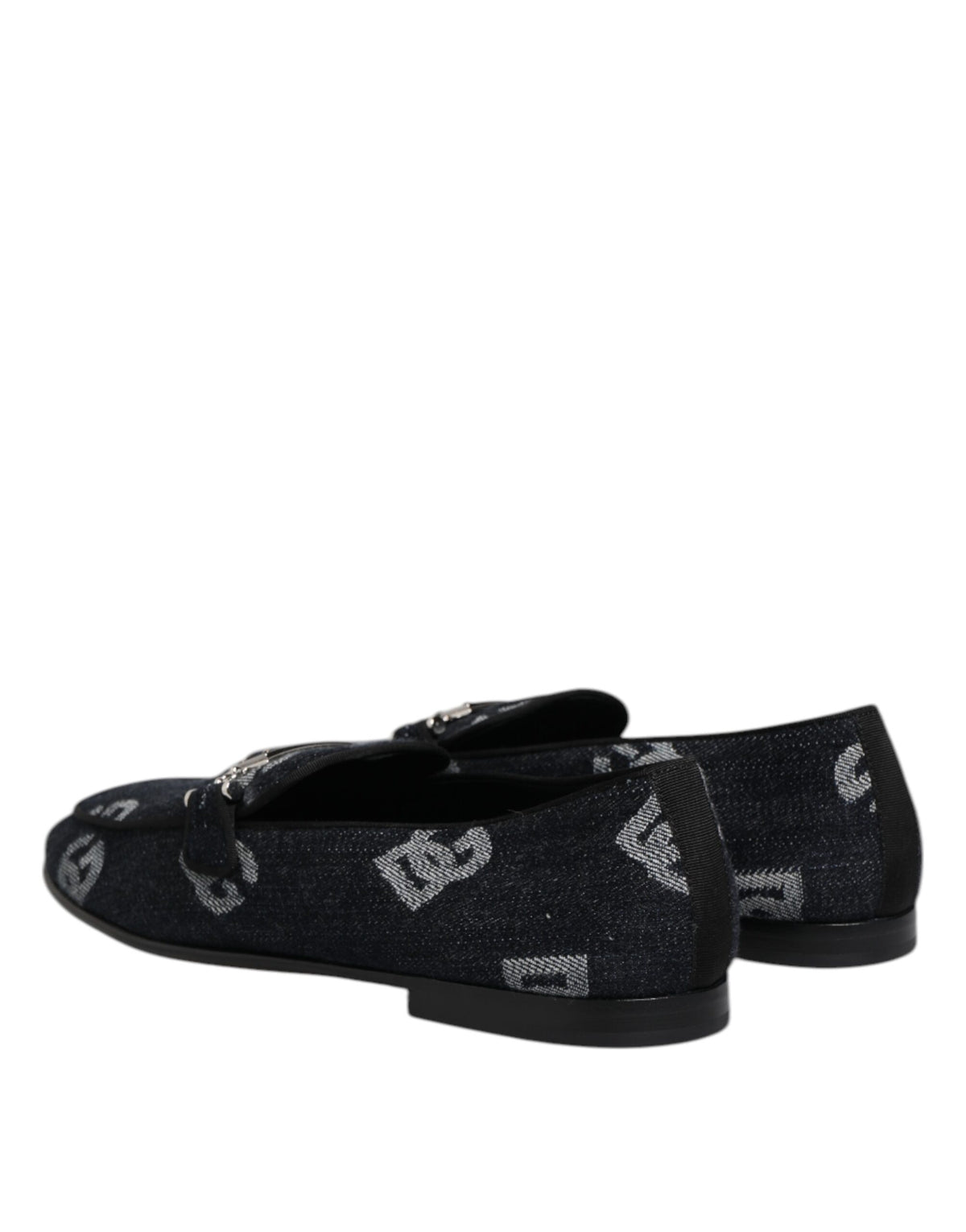 Blue Logo Cotton Loafers Formal Dress Shoes