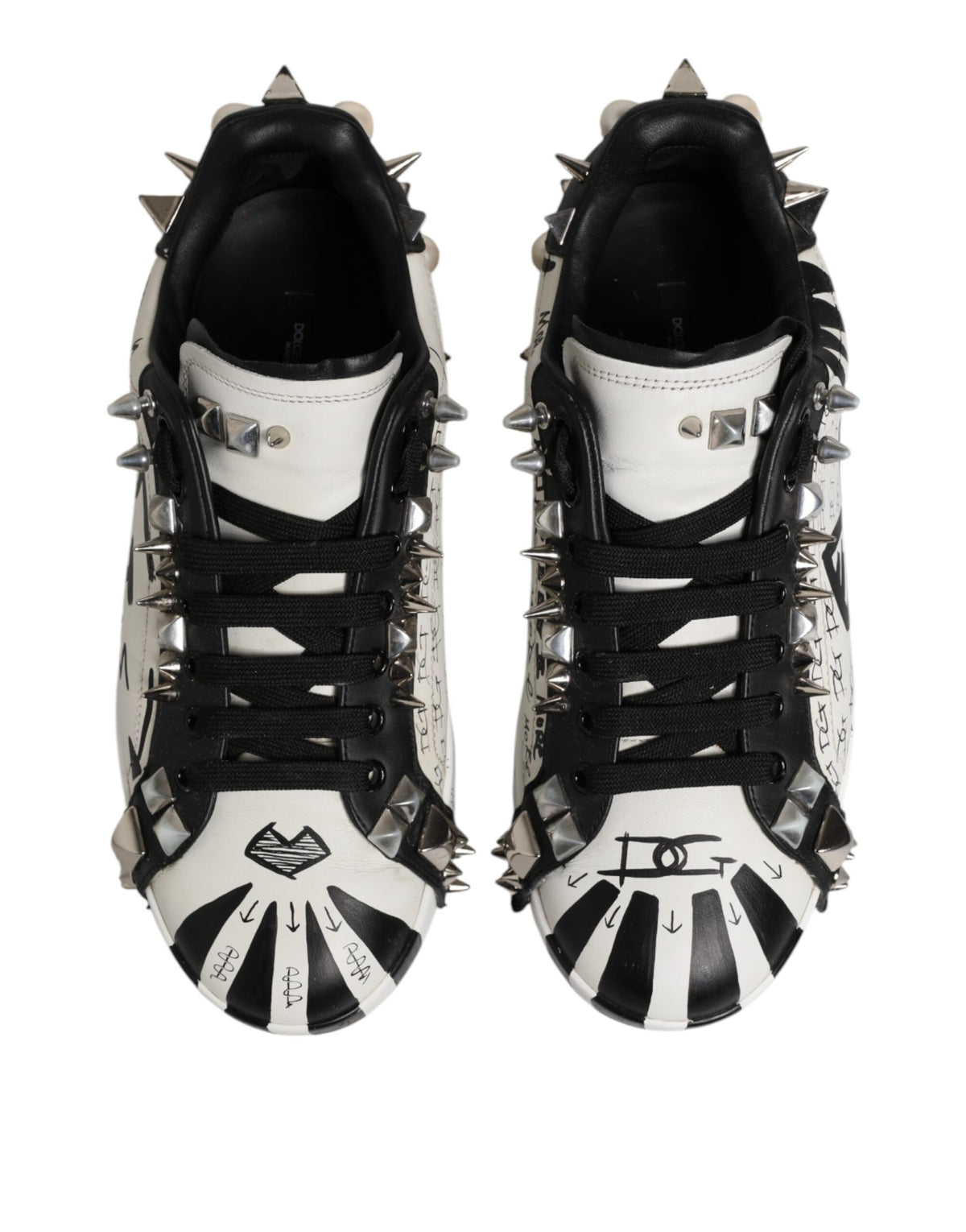 Black White Studded Low Top Sneakers Shoes