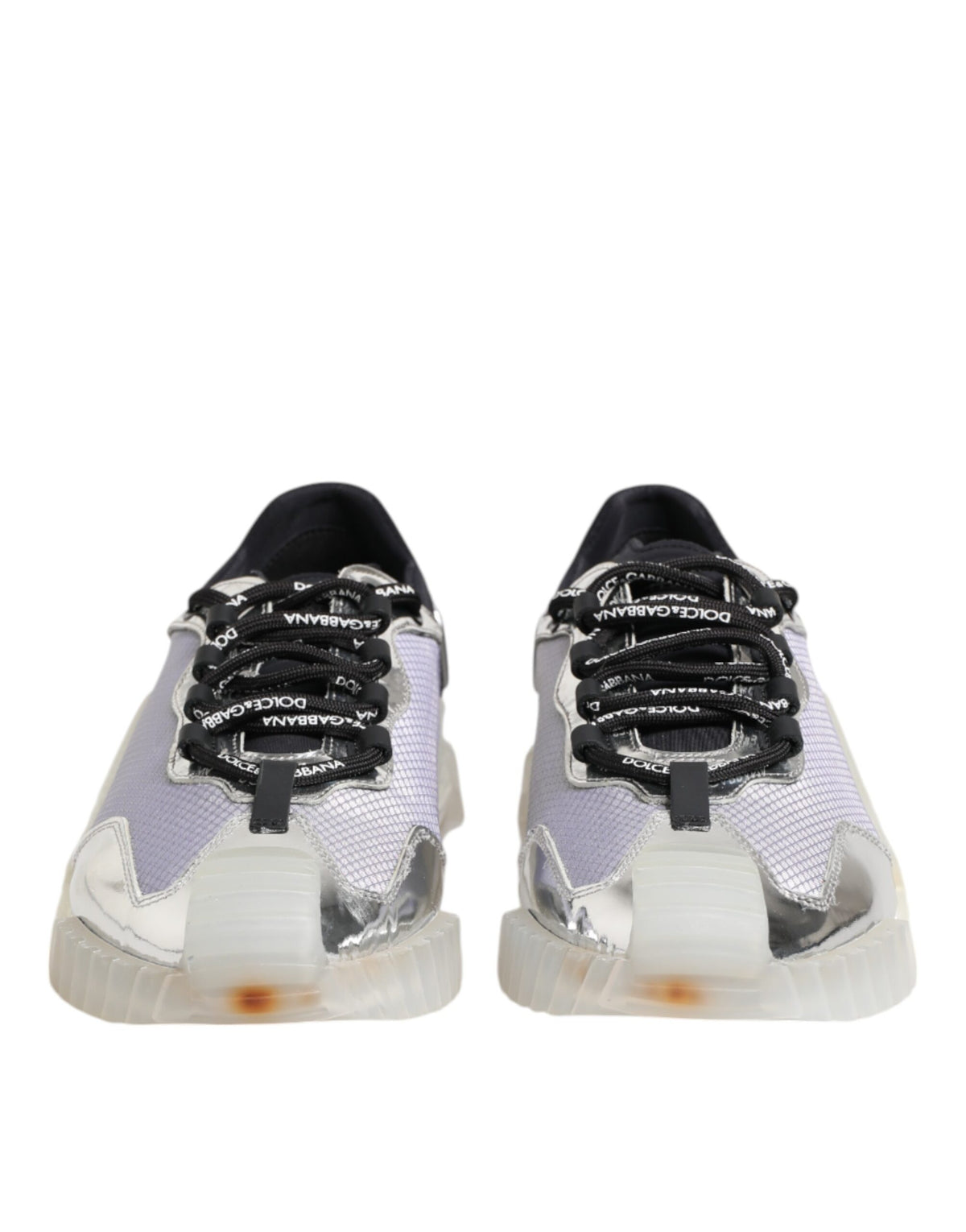 Silver Black Nylon NS1 Low Top Sneakers Shoes