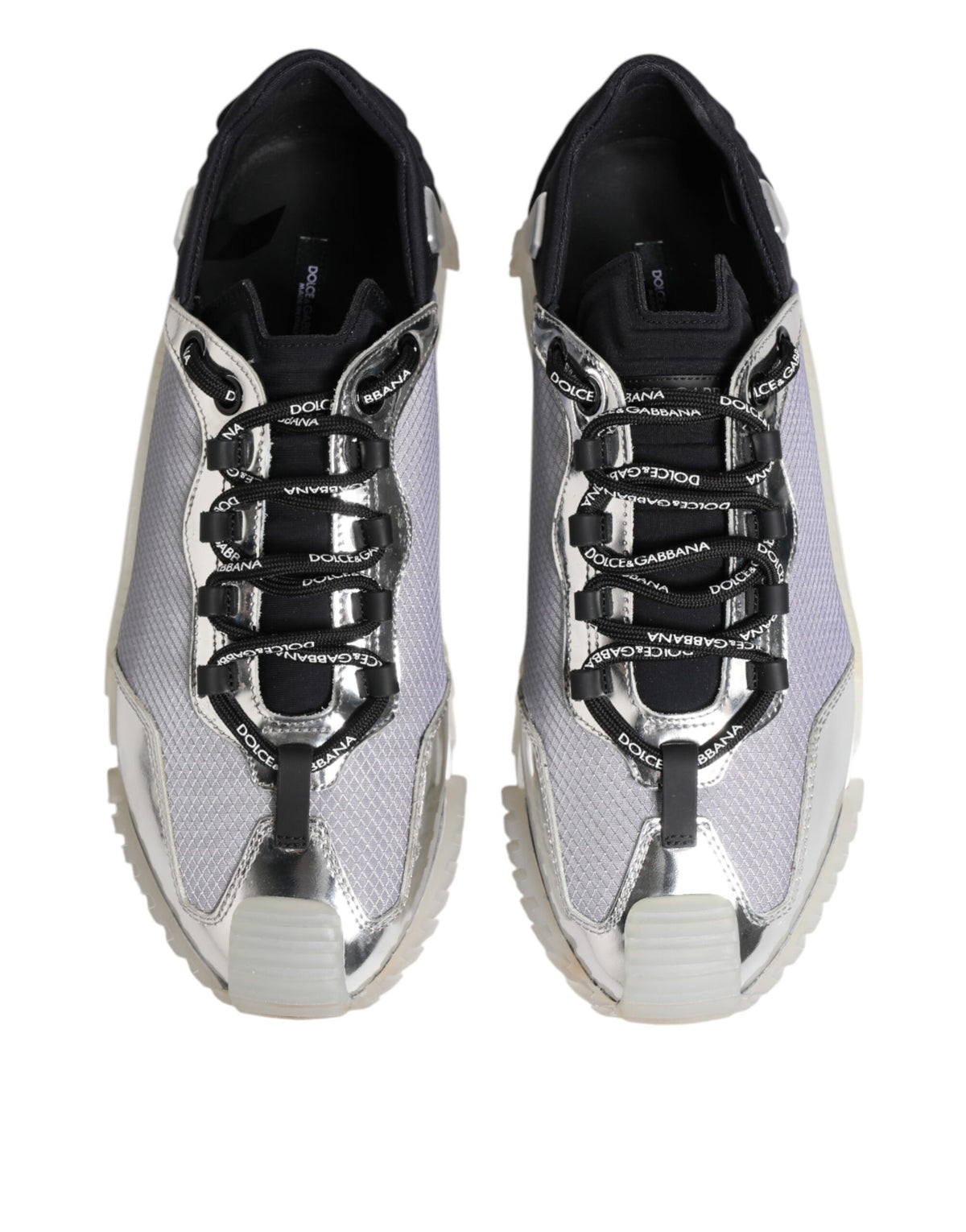 Silver Black Nylon NS1 Low Top Sneakers Shoes