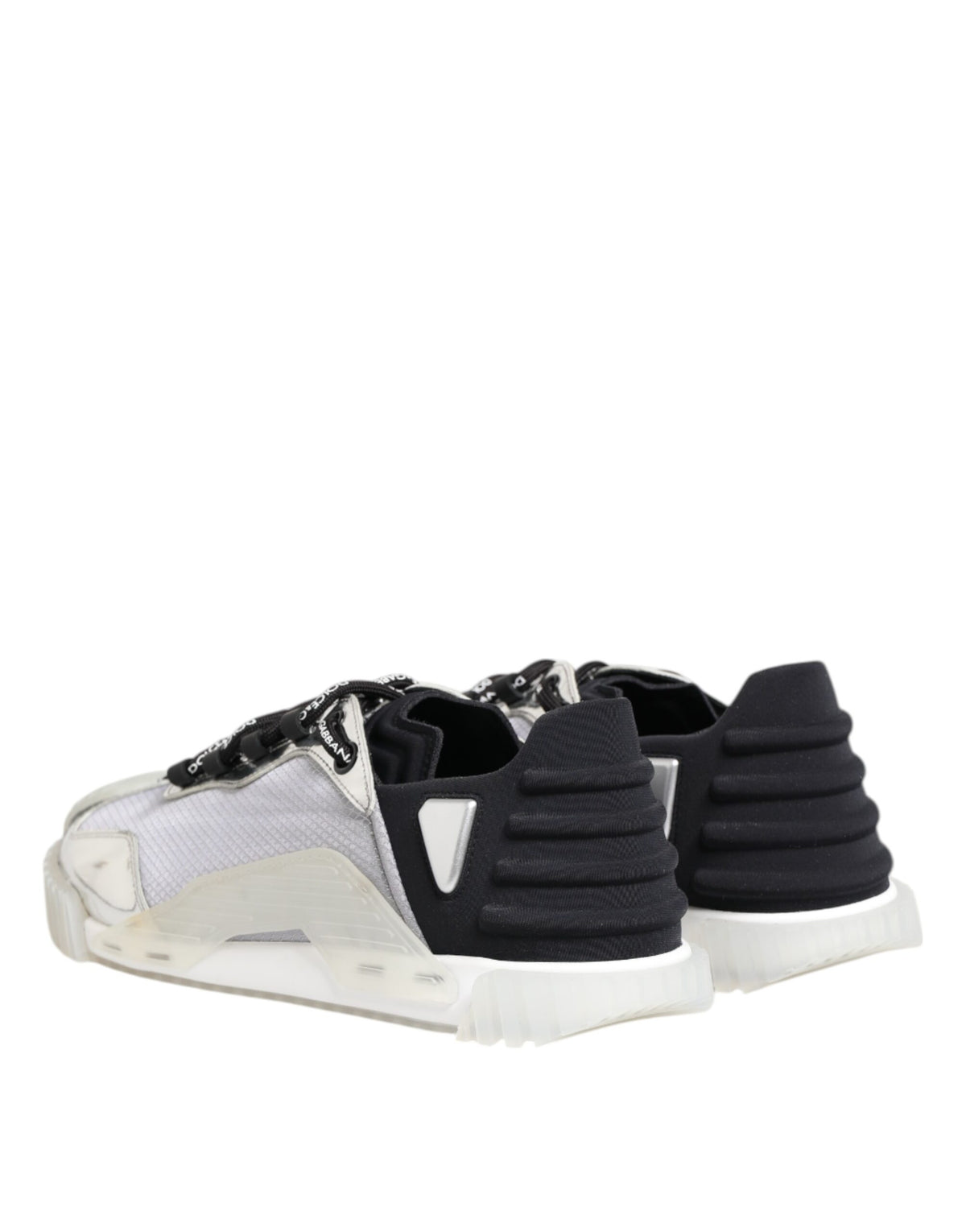 Silver Black Nylon NS1 Low Top Sneakers Shoes