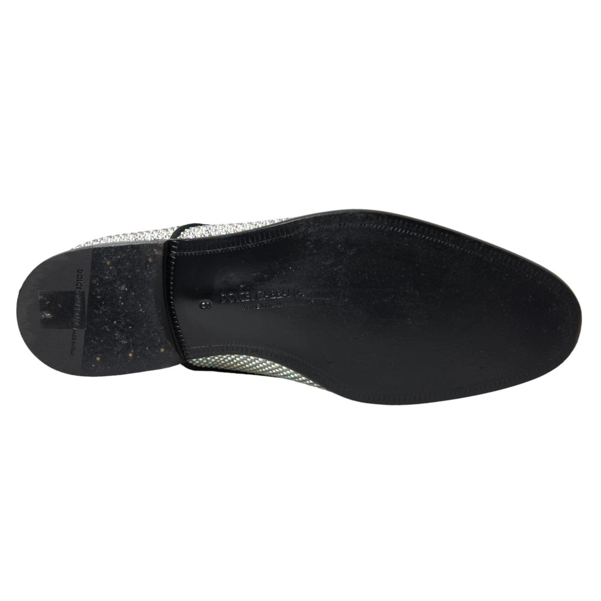 Silver Leather Rhinestones Derby Shoes