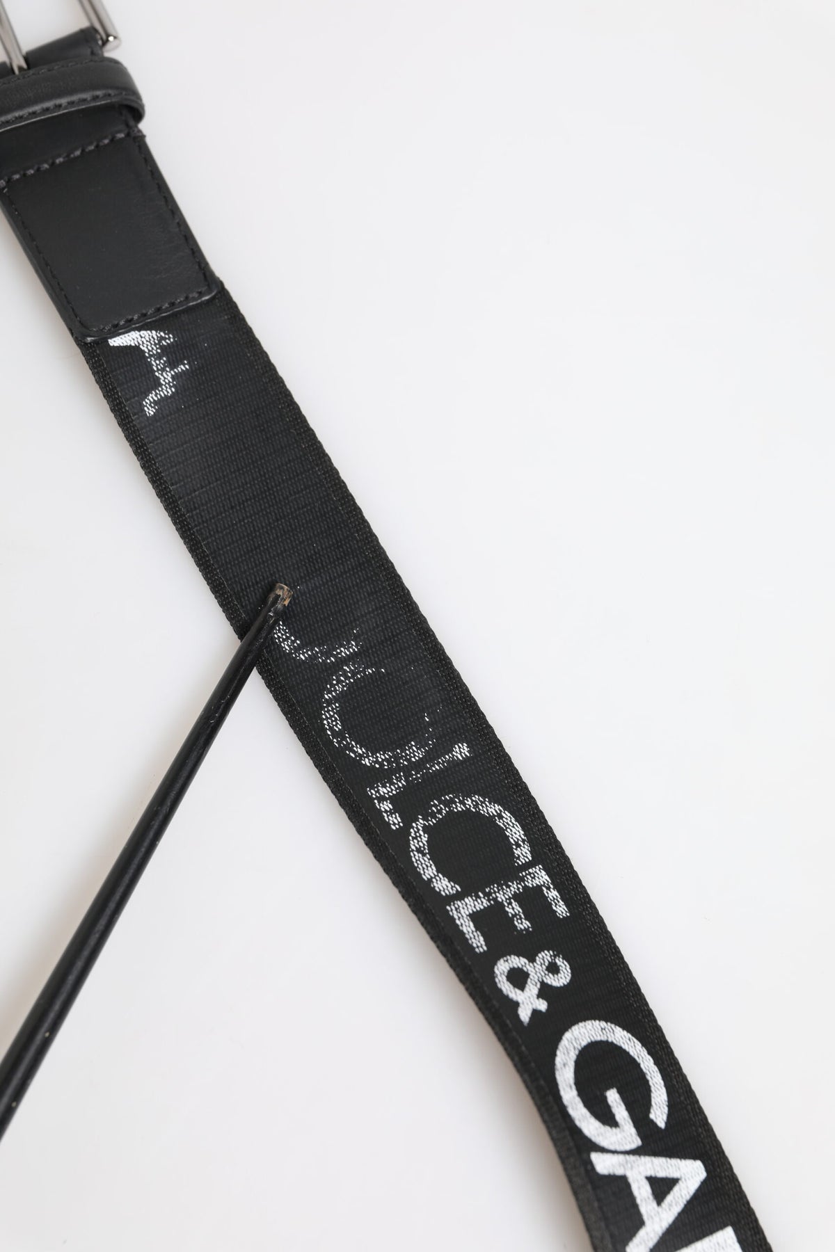 Black Polyester Leather Metal Buckle Belt
