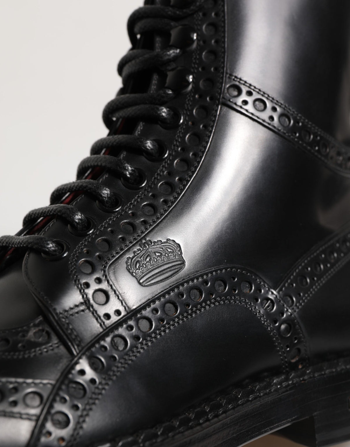 Black Leather Lace Up Mid Calf Boots Shoes