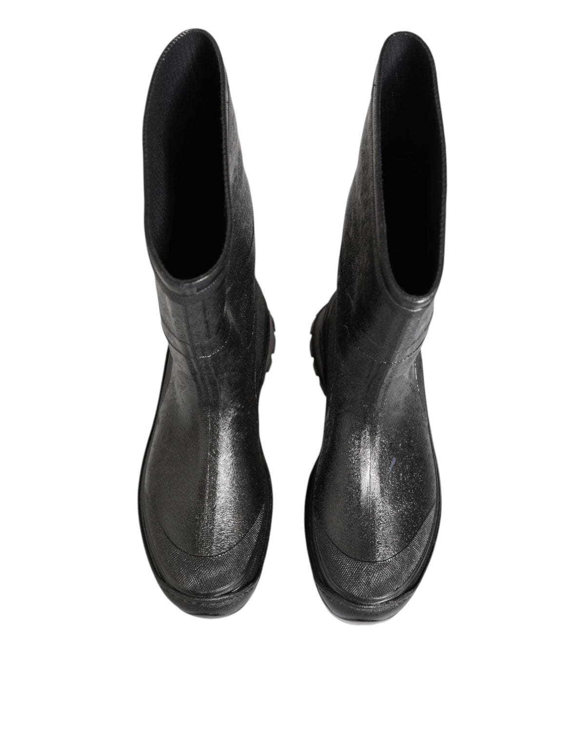 Metallic Gray Pull On Rain Boots Shoes