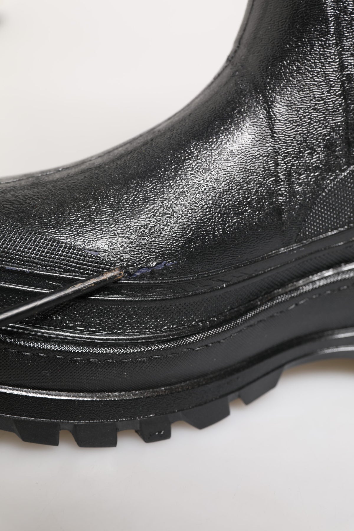 Metallic Black Pull On Rain Boots Shoes