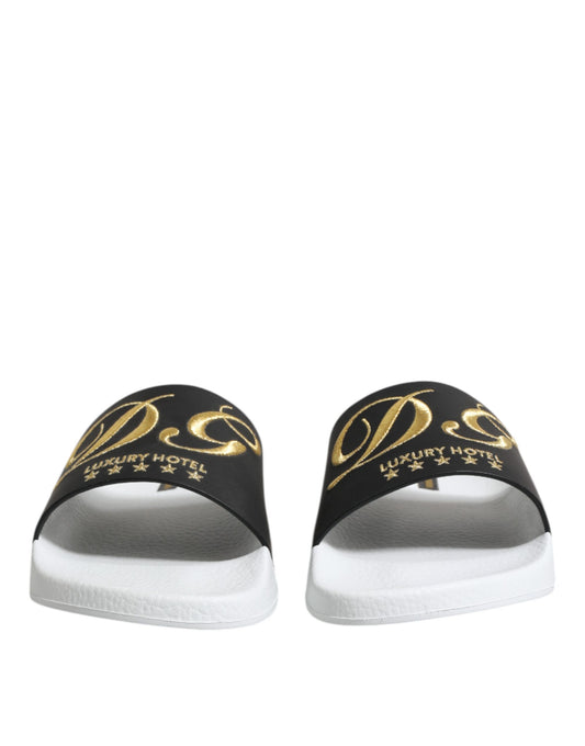 White Black Leather Sandals Beachwear Shoes