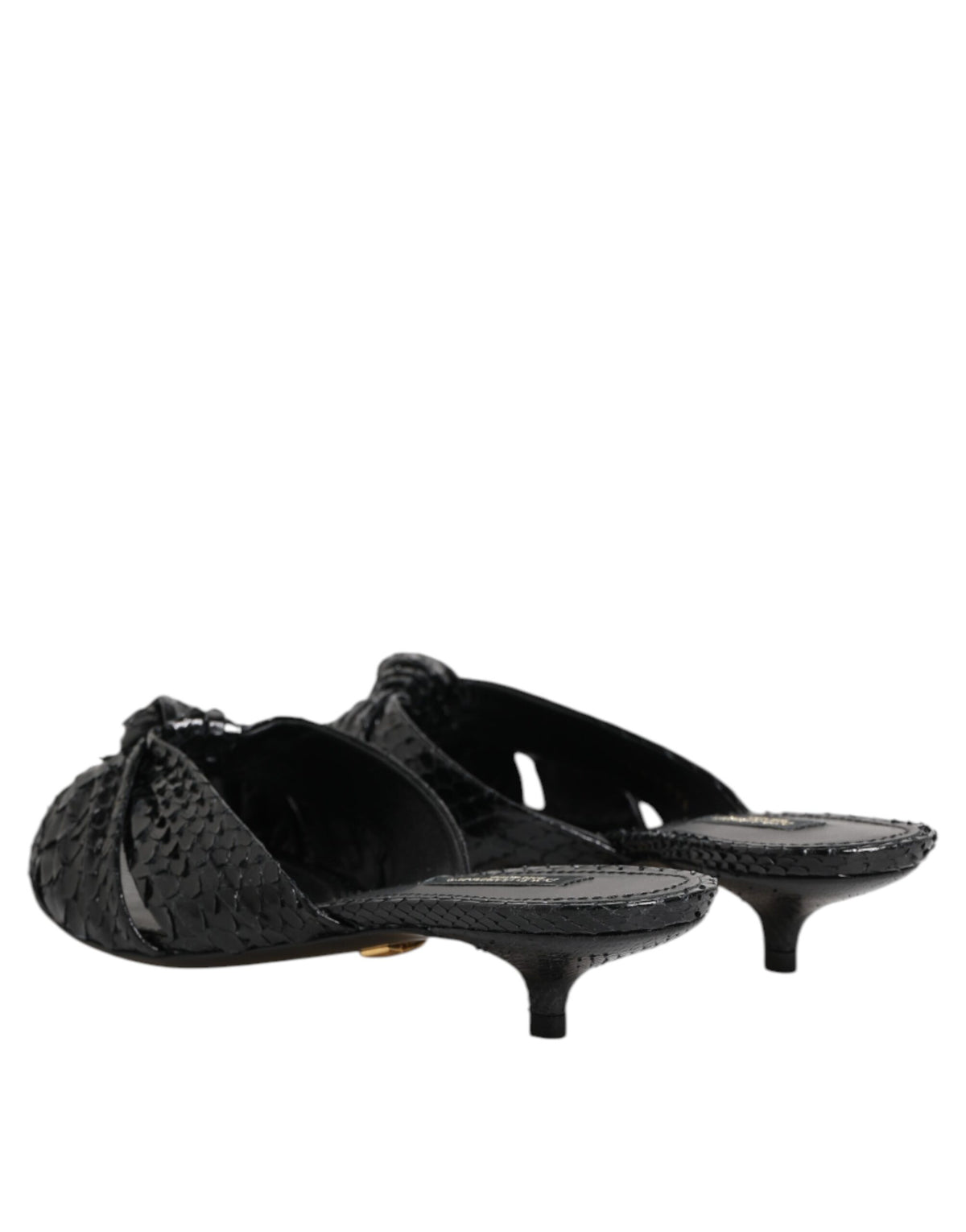 Black Leather Heels Slides Sandals Shoes