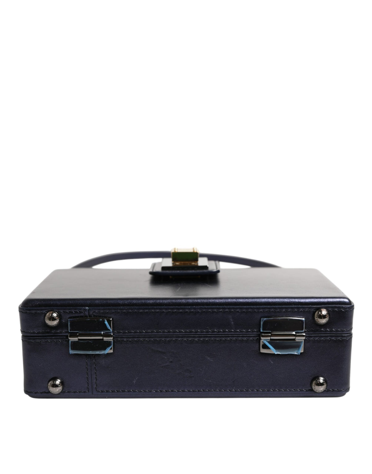 Blue DG BOX Lambskin Leather Crossbody Strap Bag