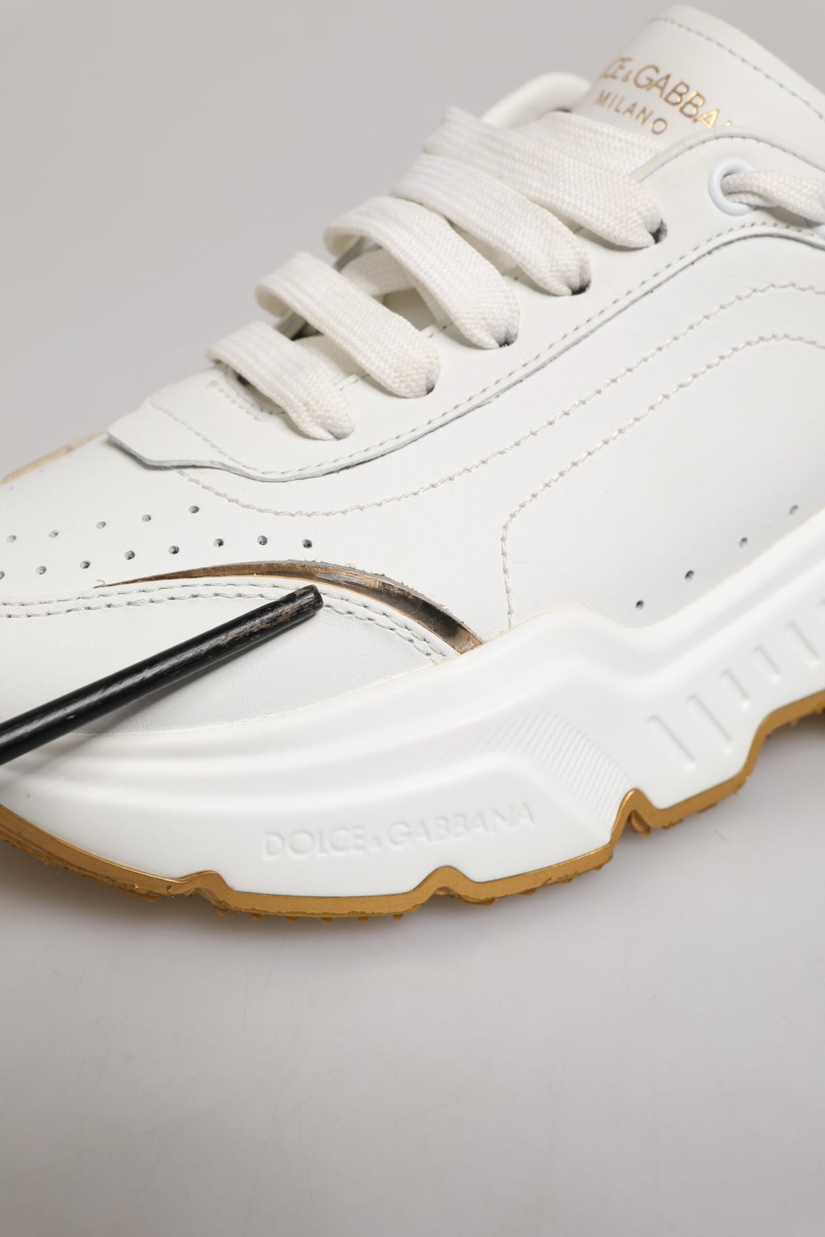 White Gold DAYMASTER Leather Sneakers Shoes