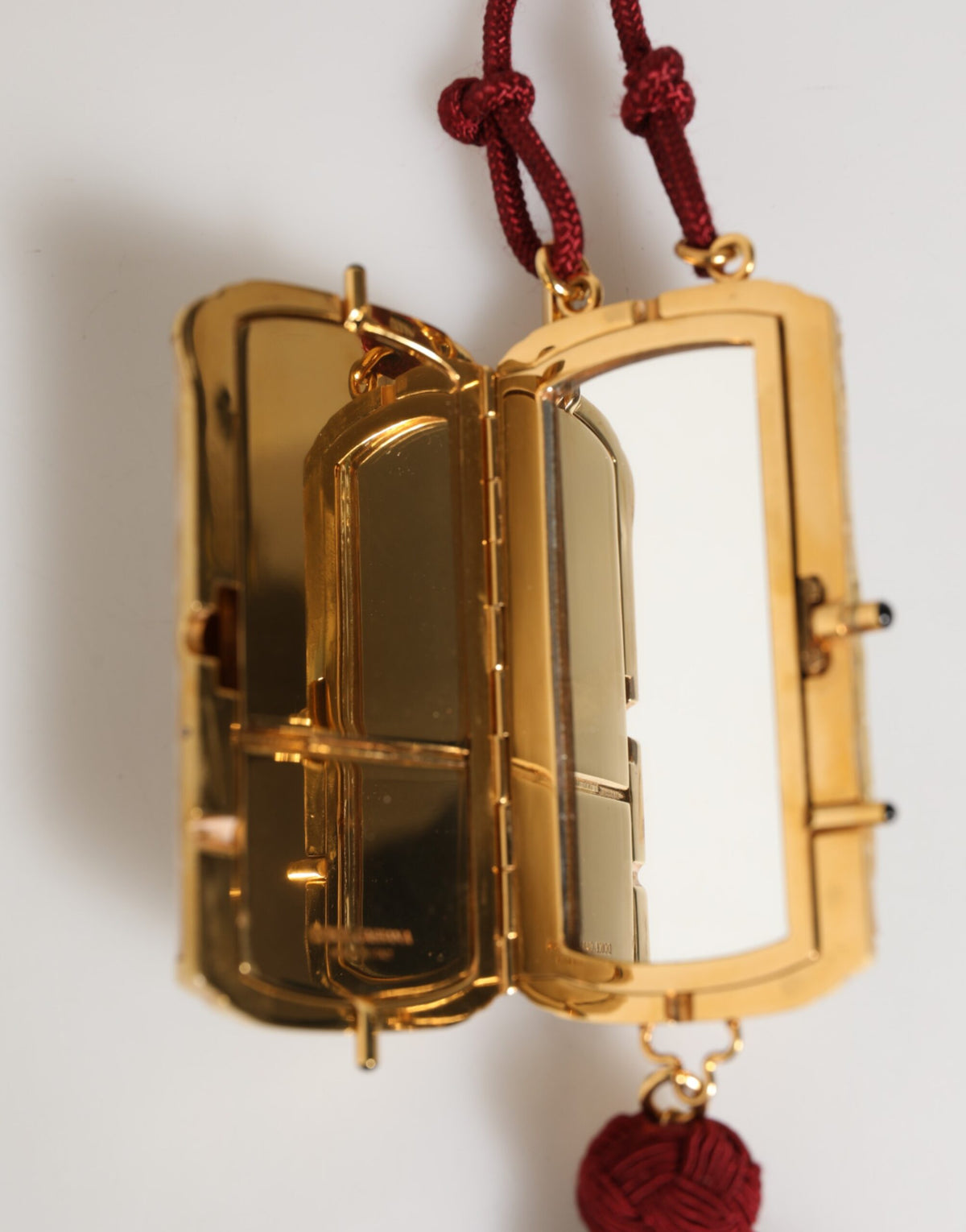 White Resin Gold Metal Crossbody Mini Purse Tassel Bag