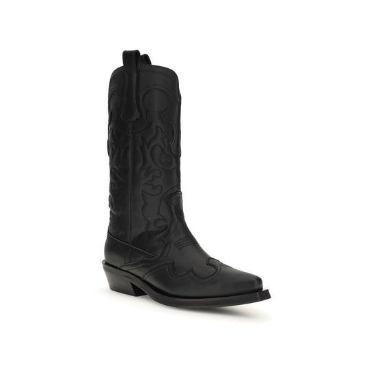 Black Recycled Leather Lace-Up Boots