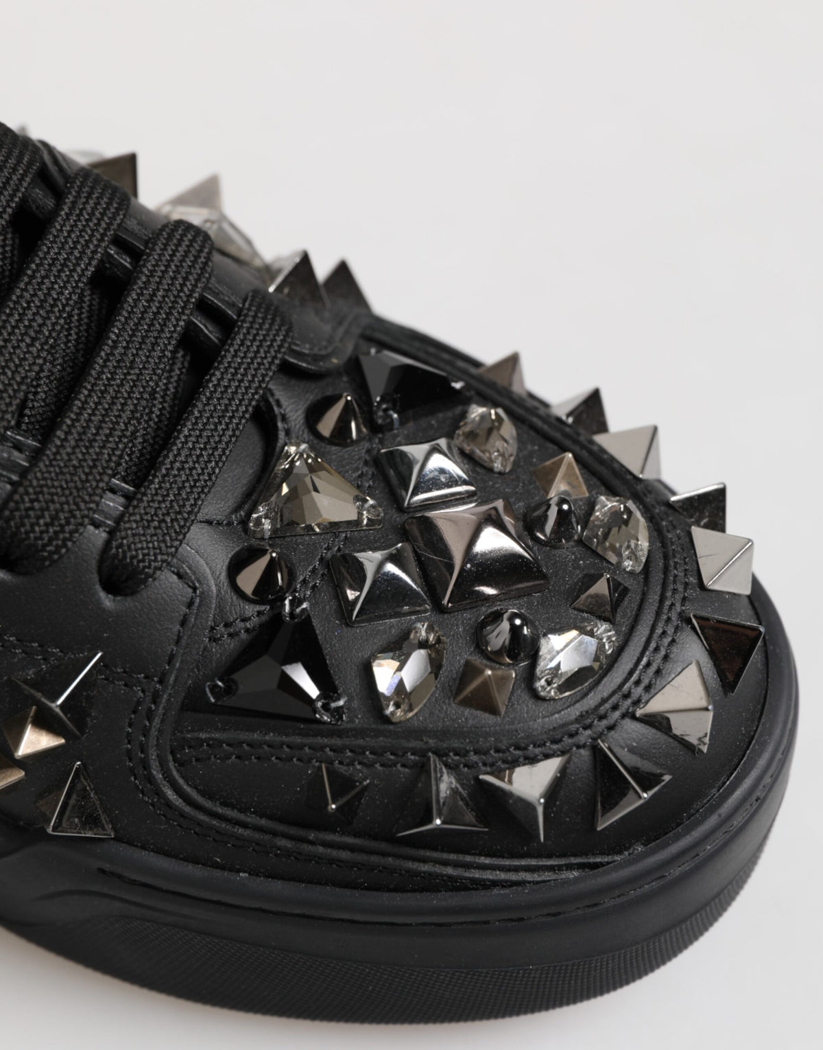 Black Portofino Studded Men Sneakers Shoes