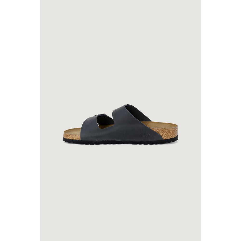 Black Synthetic Flat Sandals
