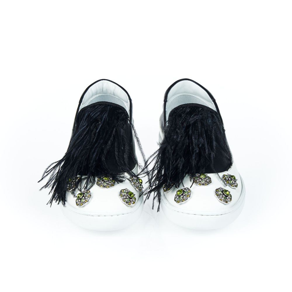 Black Leather Women Slip-On Shoe