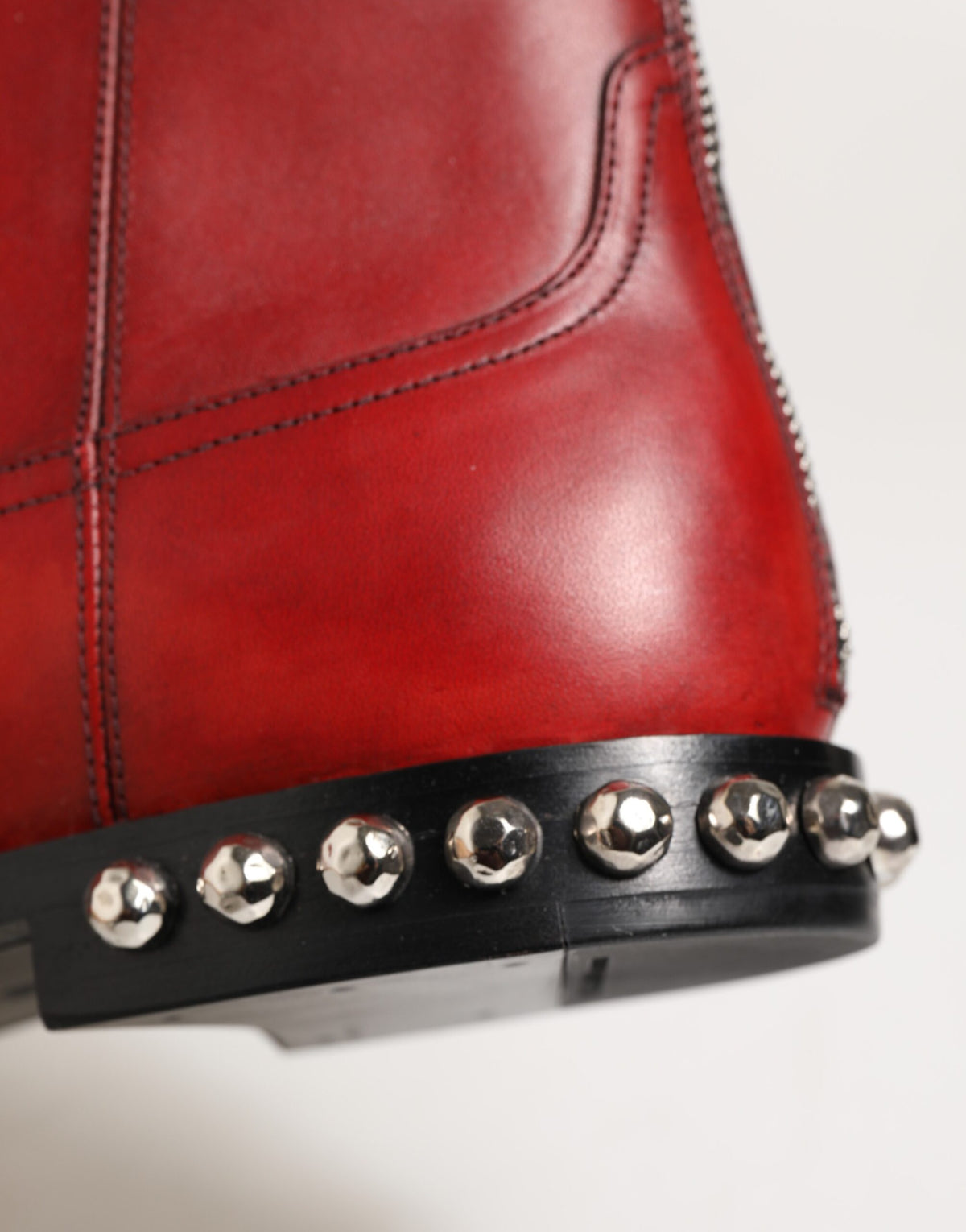 Red Studded Chelsea Short Ankle Boots Shoes