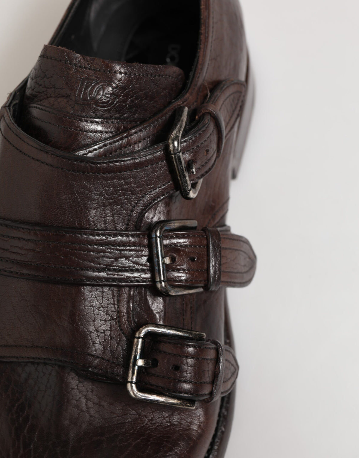 Brown Leather Monk Strap Formal Derby Shoes