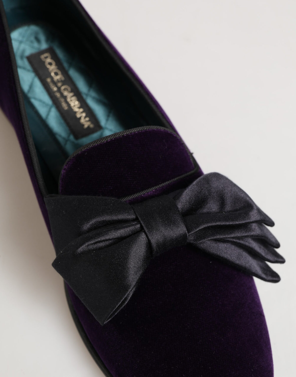 Purple Suede Cotton Bow Slip On Loafers Shoes