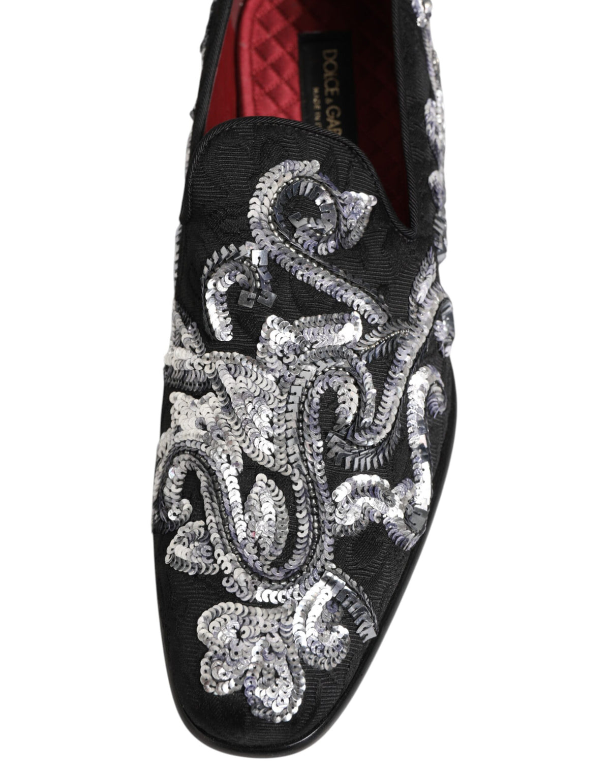 Black Silver Sequined Loafers Men Dress Shoes