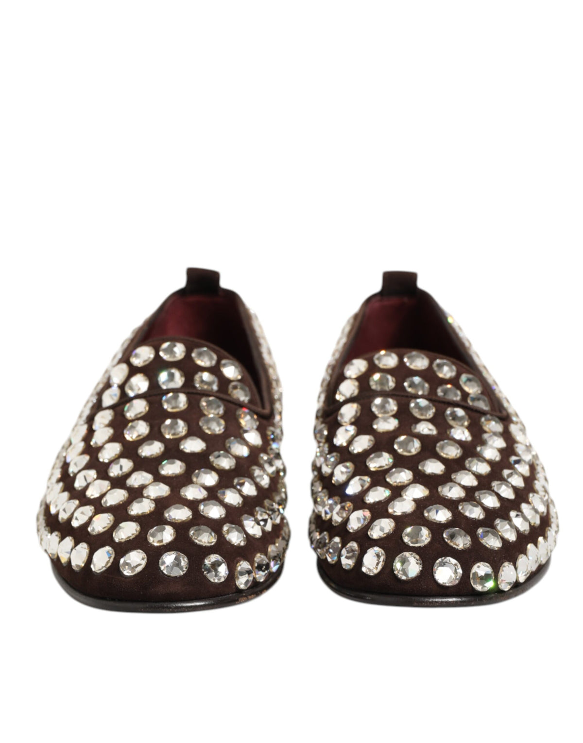 Bordeaux Suede Crystals Loafers Dress Shoes