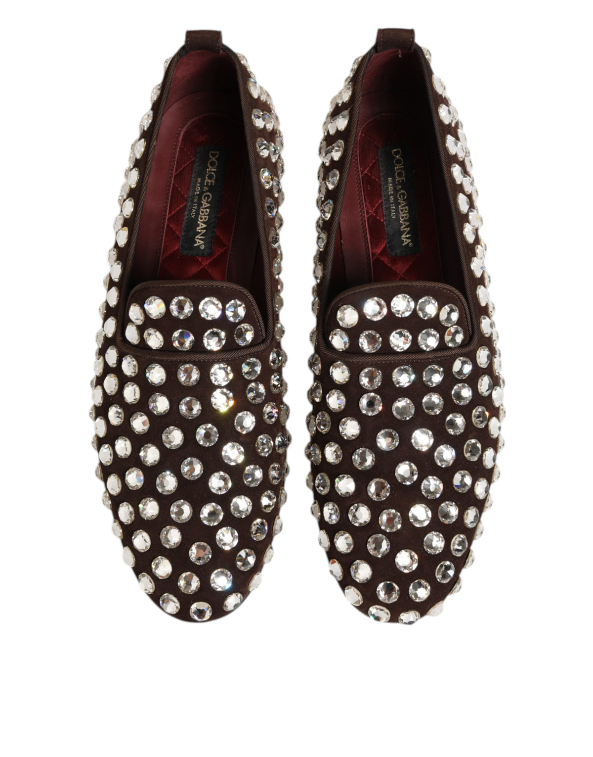 Bordeaux Suede Crystals Loafers Dress Shoes