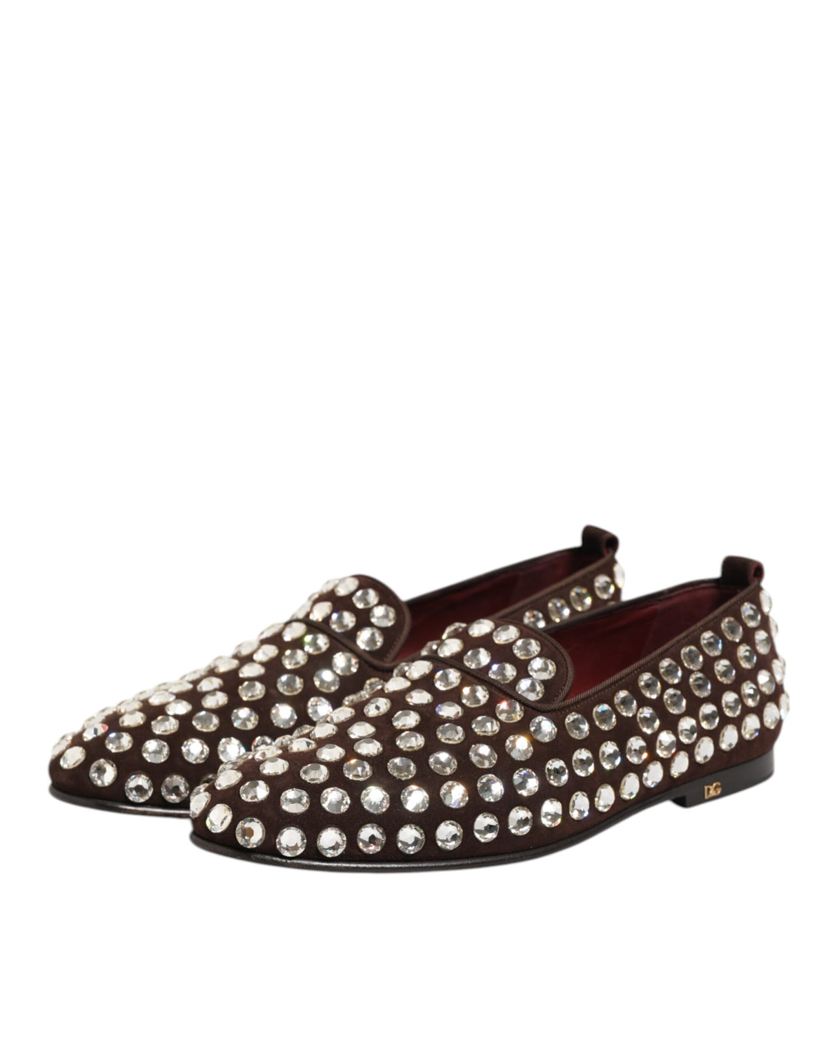 Bordeaux Suede Crystals Loafers Dress Shoes