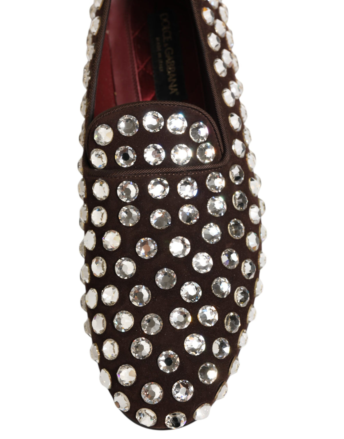 Bordeaux Suede Crystals Loafers Dress Shoes