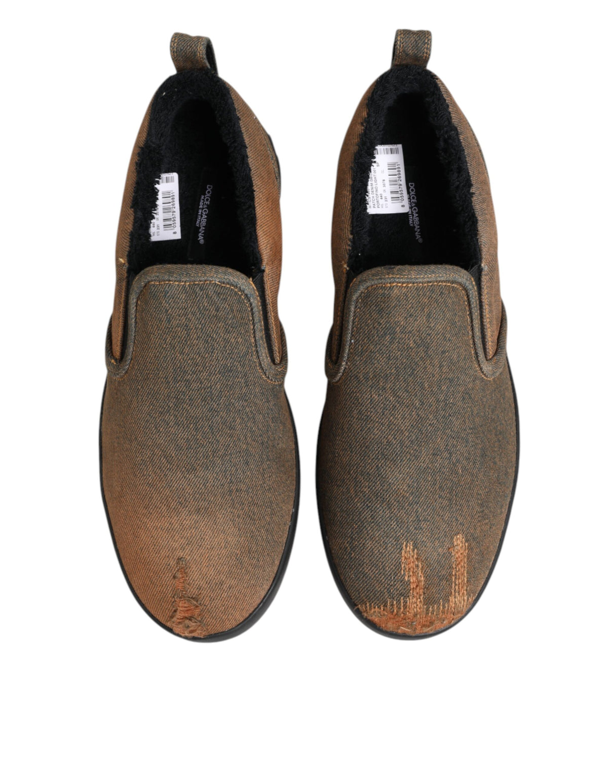 Brown Cotton Low Top Slip On Sneakers Shoes