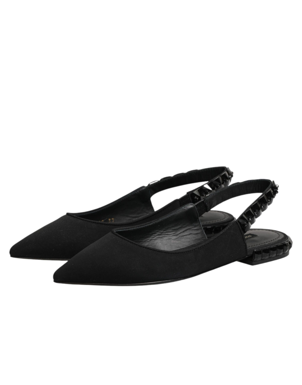 Black Crystal Charmeuse Slingback Shoes