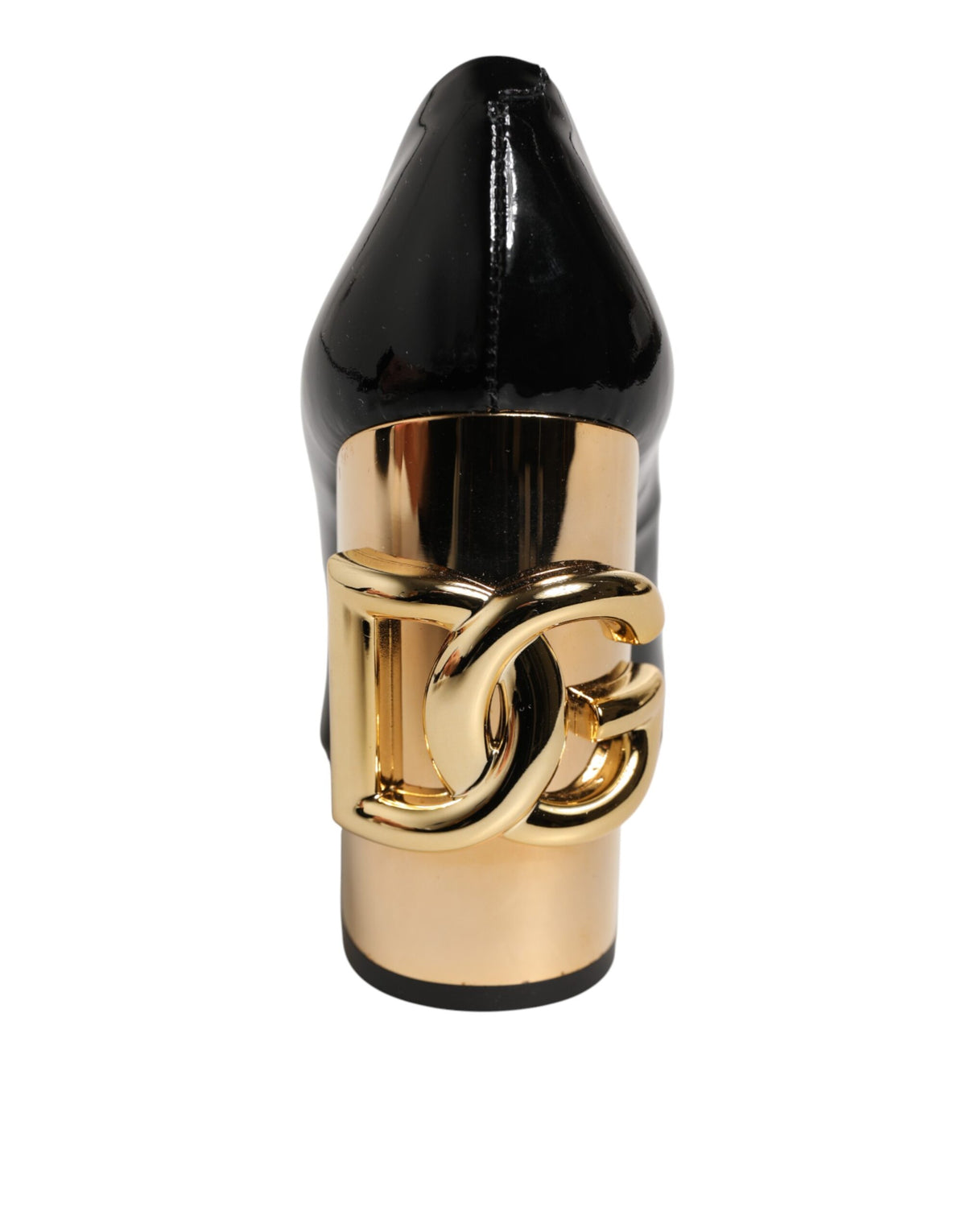 Black Gold Patent Leather Logo Heels Pumps Shoes