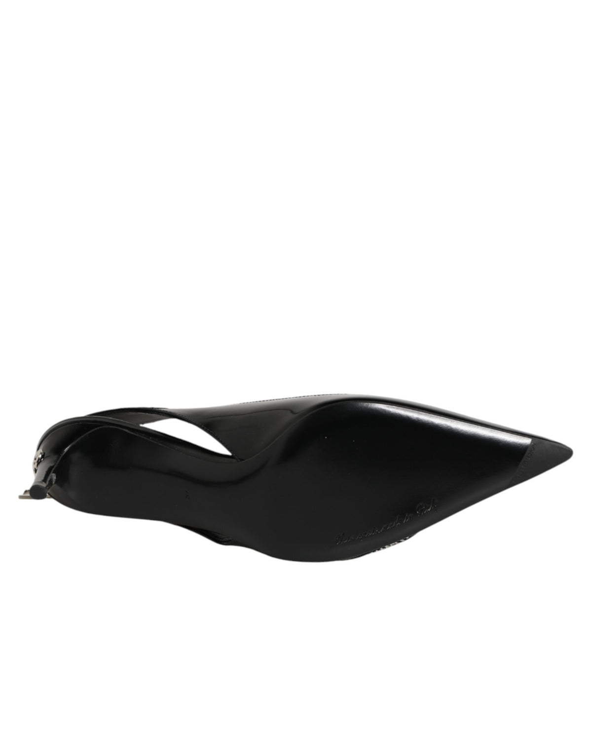 Black Zipper Leather Heels Slingbacks Shoes