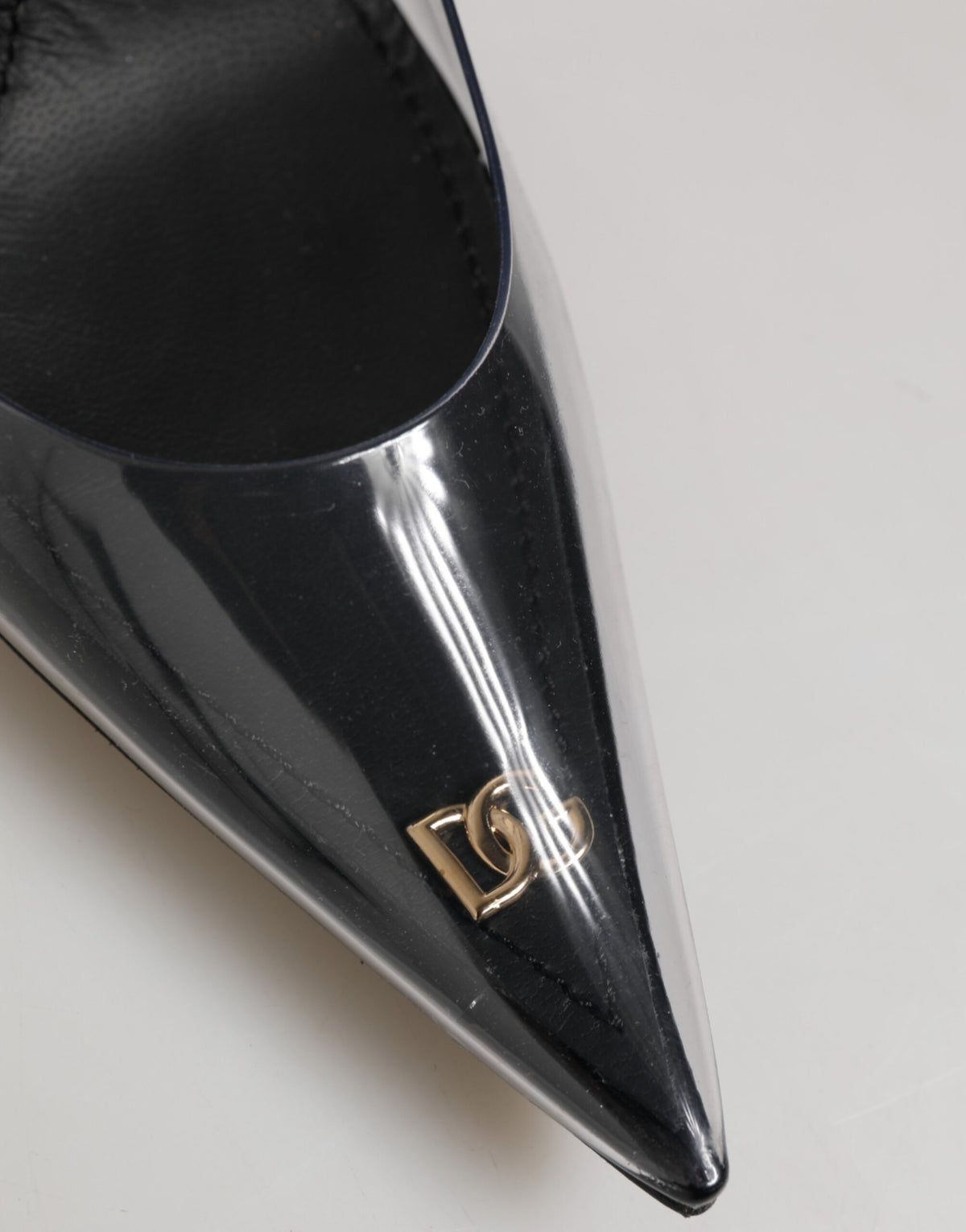 Black Leather Clear PVC Slingback Pumps Shoes