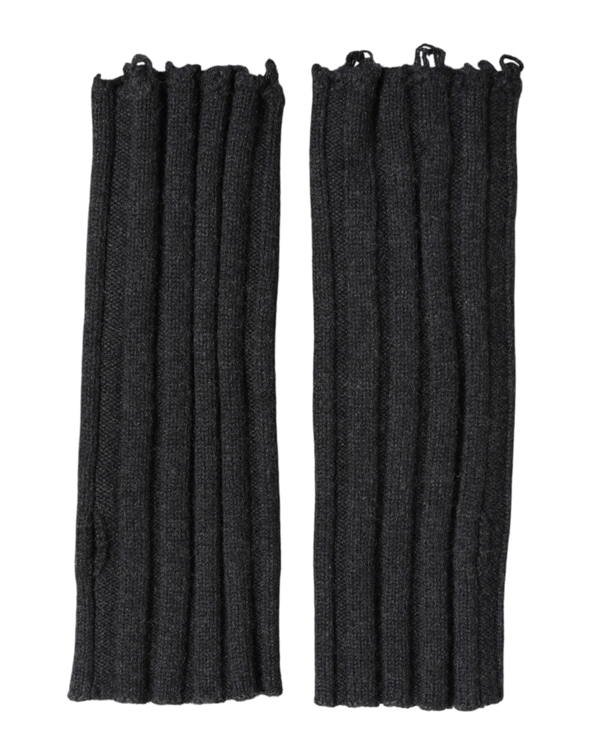 Dark Gray Virgin Wool Knitted Fingerless Gloves